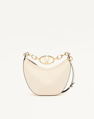 Mini Hobo Vlogo Moon Bag  In Vitello Granato Con Catena