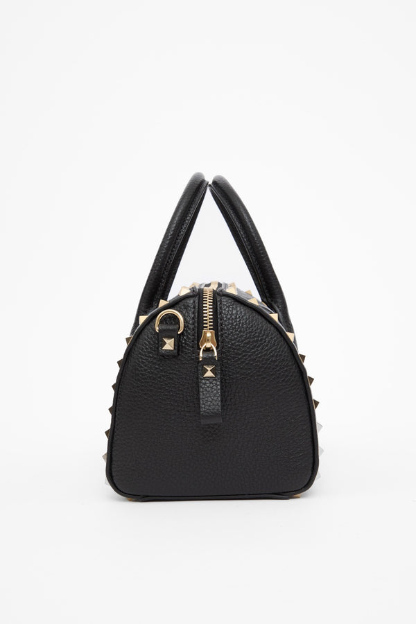 BORSA A MANO ROCKSTUD IN VITELLO GRANATO