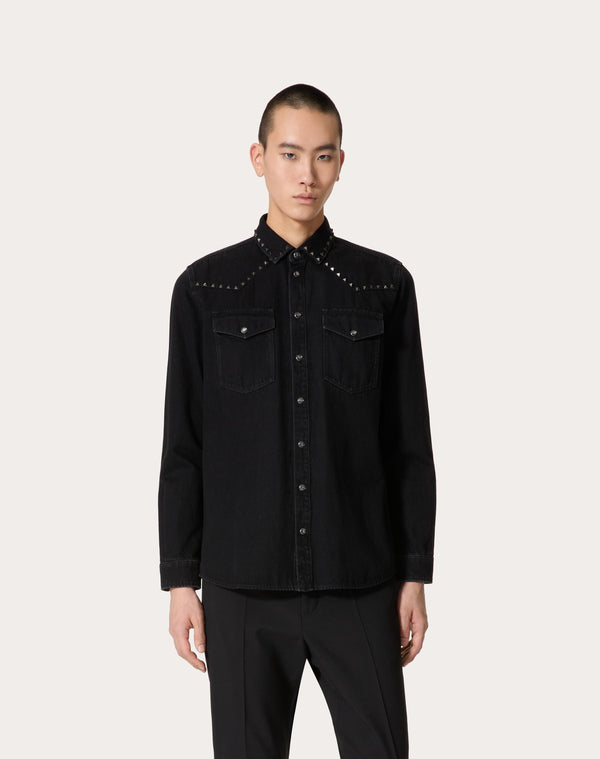 Camicia In Denim Con Borchie Black Untitled