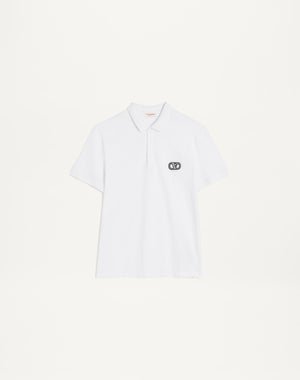 Polo In Piquet Di Cotone Con Patch Vlogo Signature
