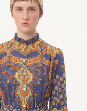 Abito midi in Mussola di Cotone stampato