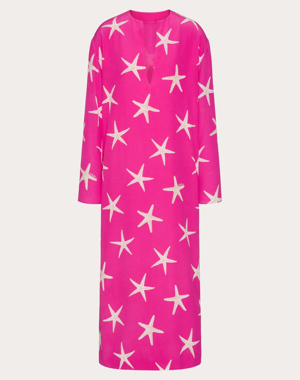 Abito Midi In Crepe De Chine Starfish 