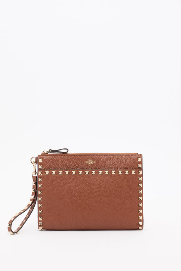 POUCH ROCKSTUD IN VITELLO GRANATO