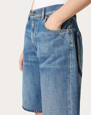 Bermuda In Medium Blue Denim Riserva 