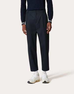 Pantalone In Gabardina Di Cotone Con Etichetta Maison Valentino