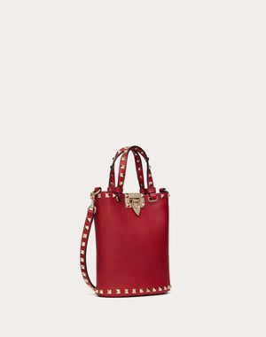 Pouch Con Tracolla Rockstud In Vitello Granato