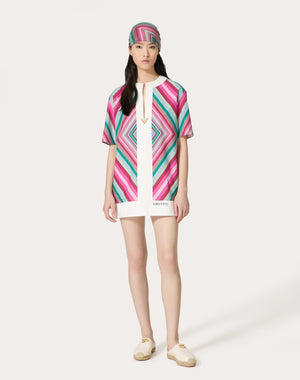Abito Corto In Popeline Valentino Rhombus 75 Foulard 