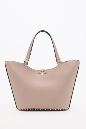 BORSA SHOPPING ROCKSTUD IN VITELLO GRANATO