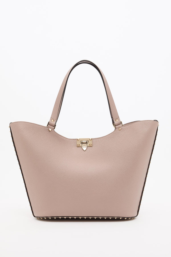 BORSA SHOPPING ROCKSTUD IN VITELLO GRANATO