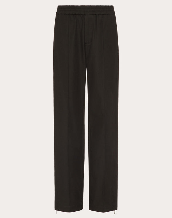 Pantalone In Canvas Di Cotone Stretch Con V Detail Gommata