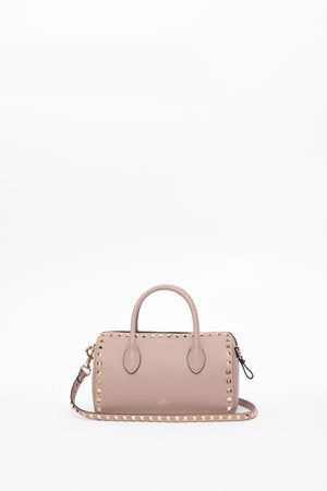 BORSA A MANO ROCKSTUD IN VITELLO GRANATO