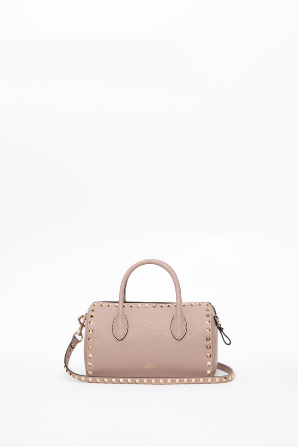 BORSA A MANO ROCKSTUD IN VITELLO GRANATO