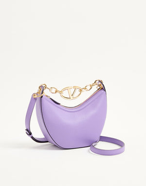 Mini Hobo Vlogo Moon Bag  In Vitello Granato Con Catena