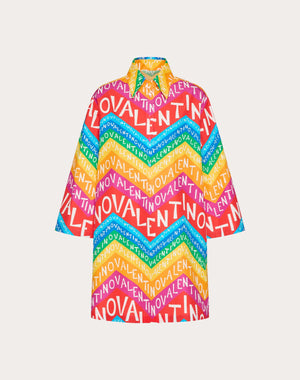Abito Corto In Popeline Valentino Chevron 24 