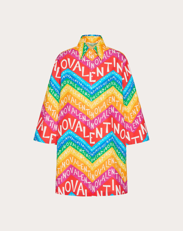 Abito Corto In Popeline Valentino Chevron 24 