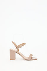 SANDALO ROCKSTUD IN VITELLO GRANATO CON CINTURINO 80MM