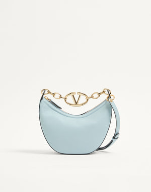 Mini Hobo Vlogo Moon Bag  In Vitello Granato Con Catena