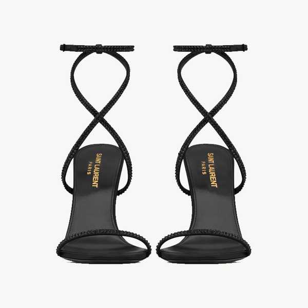 Opyum Sandals in crepe satin and rhinestones