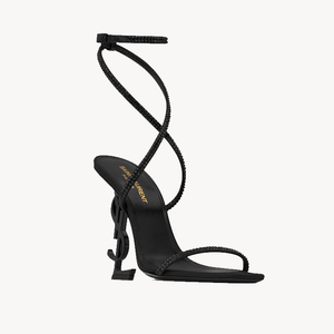 Opyum Sandals in crepe satin and rhinestones