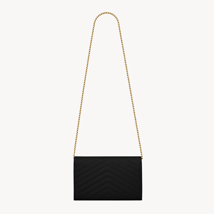 Pochette con catena Cassandre classica in pelle grain de poudre