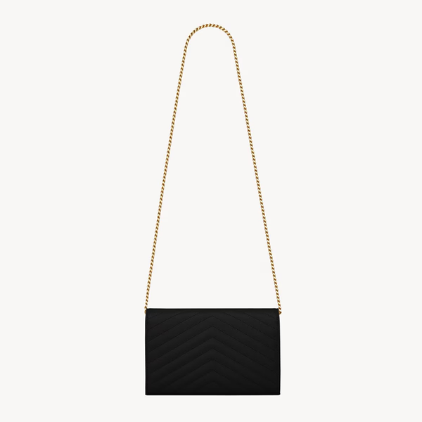 Pochette con catena Cassandre classica in pelle grain de poudre
