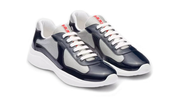 America's Cup en charol y tela bicicleta Royal / Silver Prada Sneakers