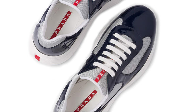 America's Cup en charol y tela bicicleta Royal / Silver Prada Sneakers