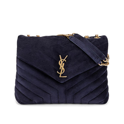 LouLou Medium Suede Chain Bag Navy