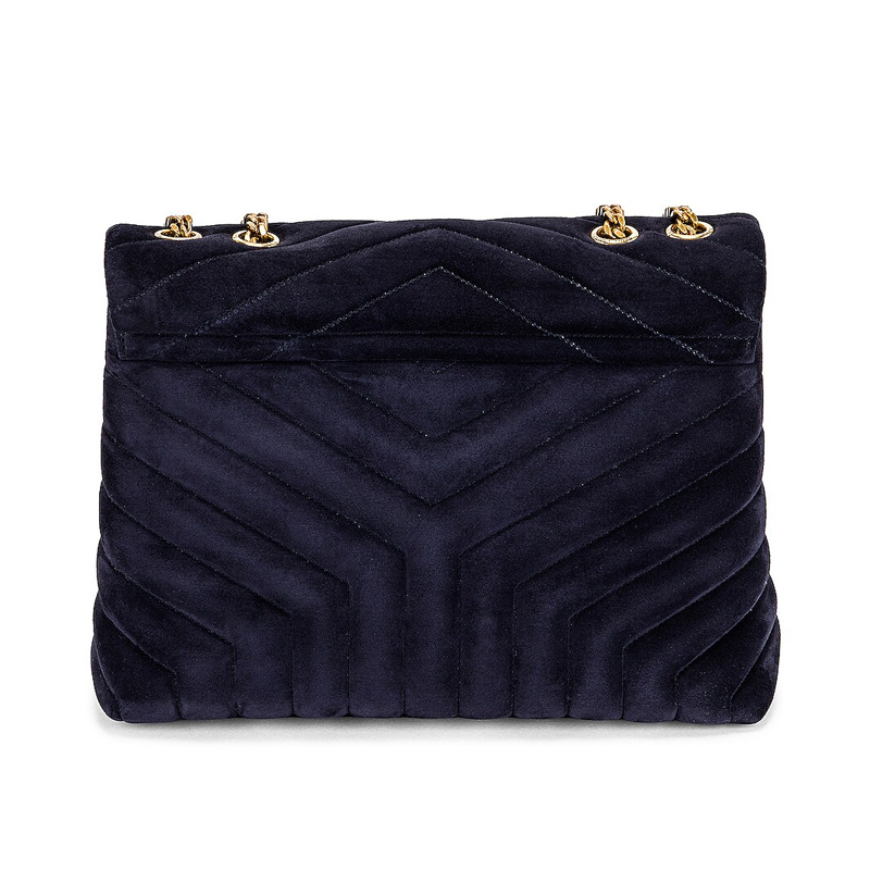 LouLou Medium Suede Chain Bag Navy