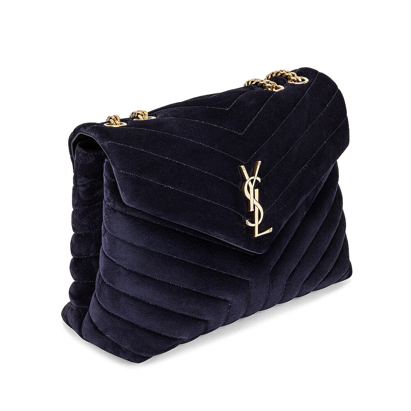 LouLou Medium Suede Chain Bag Navy