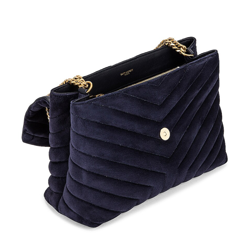 LouLou Medium Suede Chain Bag Navy