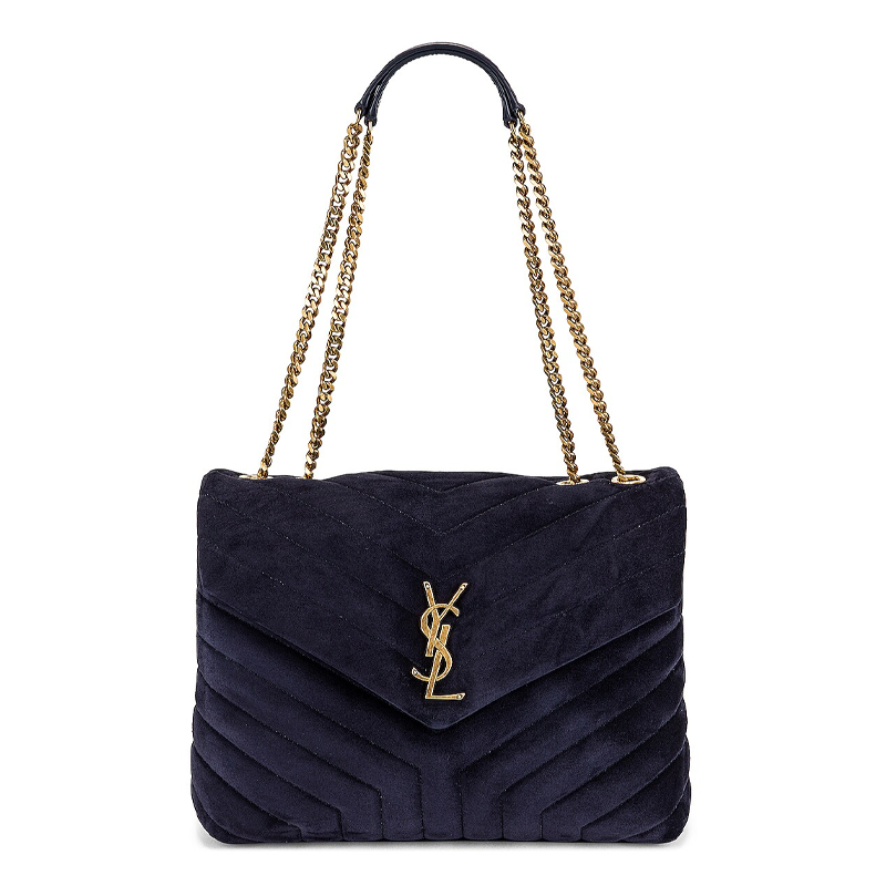 LouLou Bolso mediano con cadena de ante Azul marino