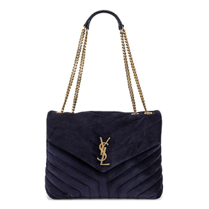 LouLou Bolso mediano con cadena de ante Azul marino