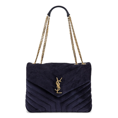 LouLou Medium Suede Chain Bag Navy