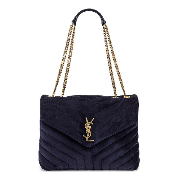 LouLou Bolso mediano con cadena de ante Azul marino