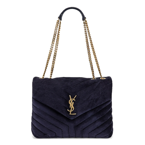 LouLou Medium Suede Chain Bag Navy