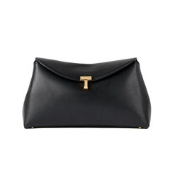 T-Lock Clutch Leather Black Gold