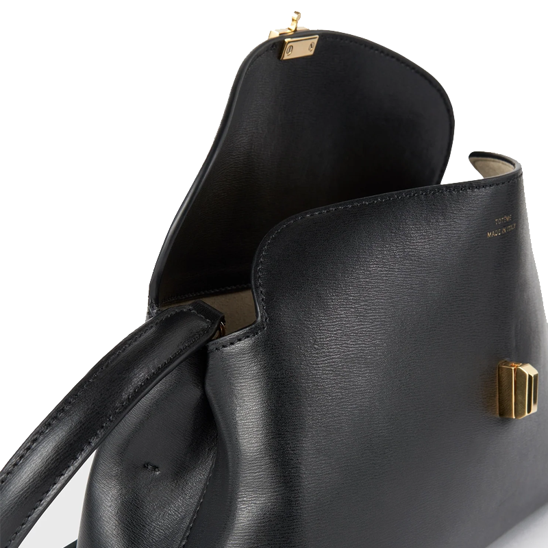 T-Lock Clutch Leather Black Gold