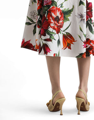 PLEATED SKIRT IN FLORAL PRINT POPLIN