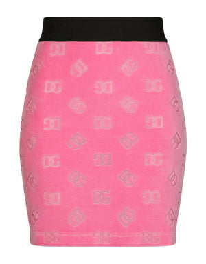FLOCKED JERSEY MINISKIRT WITH ALL-OVER DG LOGO