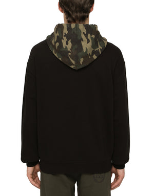 JERSEY HOODIE WITH CAMOUFLAGE DETAILS