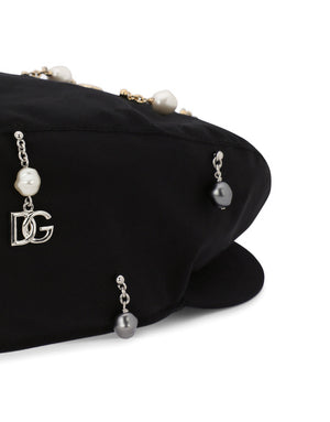 COTTON FLAT CAP WITH PEARLS AND DG PENDANTS