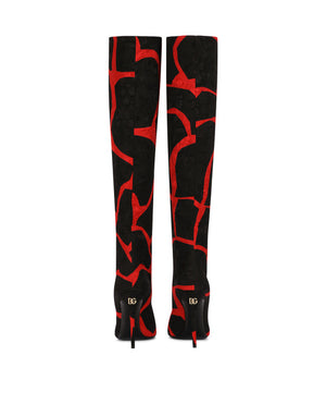GIRAFFE-PRINT BROCADE BOOTS