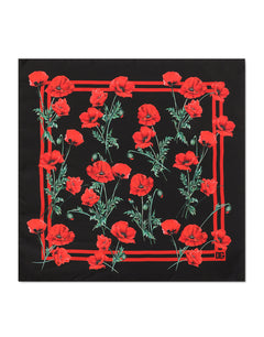 POPPY-PRINT SILK BANDANNA