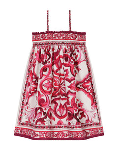 POPLIN SUNDRESS WITH MAJOLICA PRINT