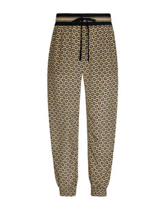CREPE DE CHINE JOGGING PANTS WITH LOGO PRINT