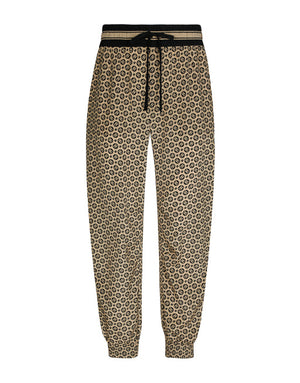 CREPE DE CHINE JOGGING PANTS WITH LOGO PRINT