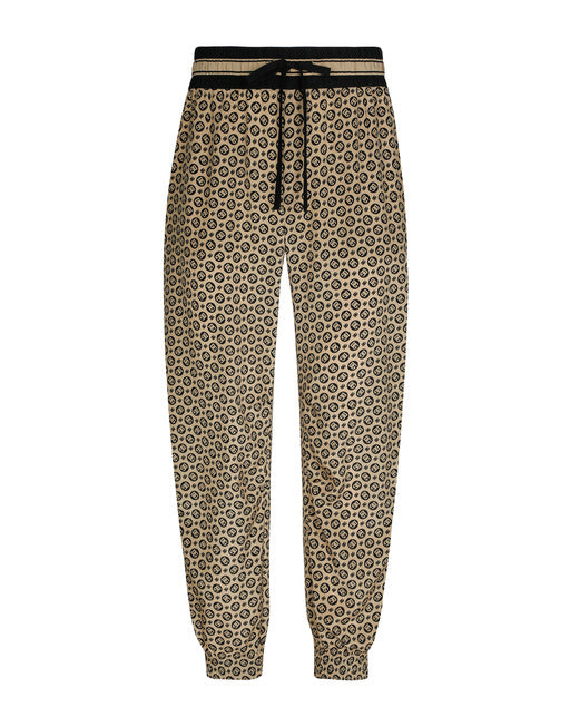 CREPE DE CHINE JOGGING PANTS WITH LOGO PRINT