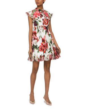 DOLCE & GABBANA PLEATED DRESS IN ELASTICATED SILK CADY FABRIC