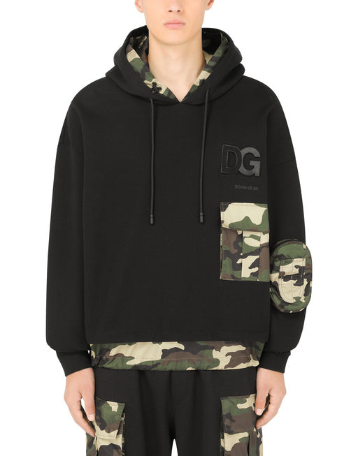 HOODIE WITH CAMOUFLAGE-PRINT DETAILS